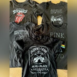 Set of 5 2T Black Toddler Graphic Band Tees
